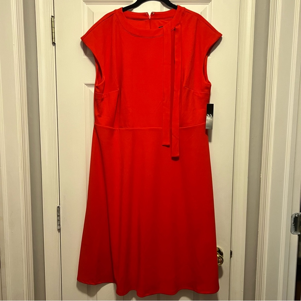 Red Cap Sleeve Flare Dress XXL